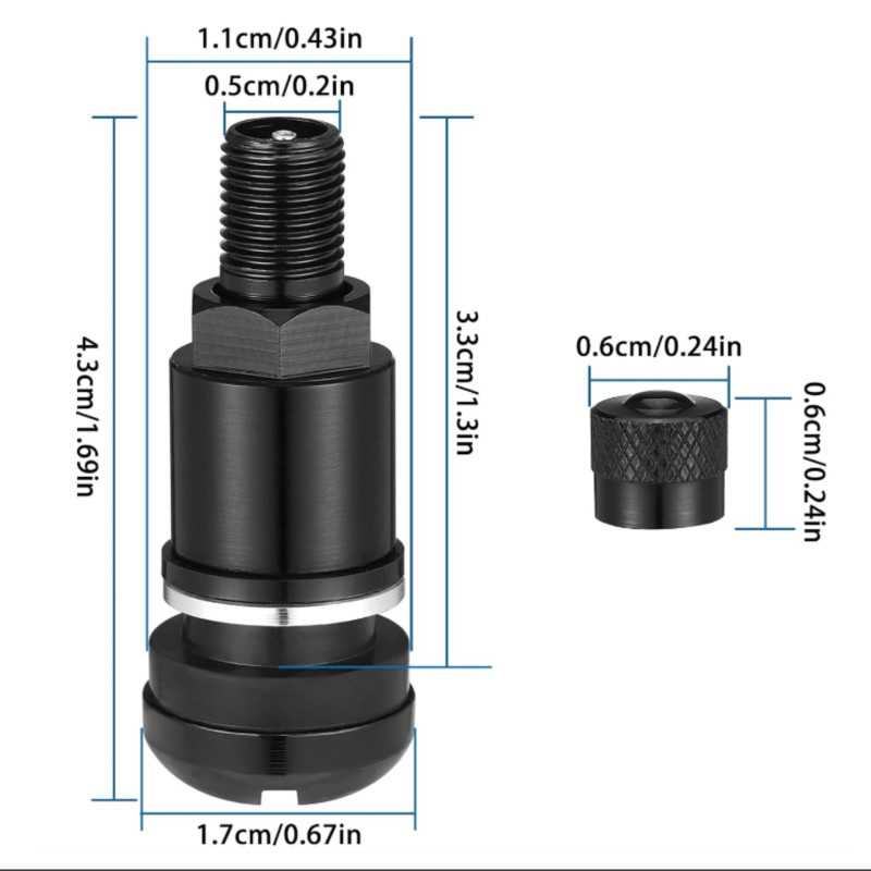 TR 525 Ventil mit langer Mutter EV-42-N2 schwarz lackiert |Piaskraft
