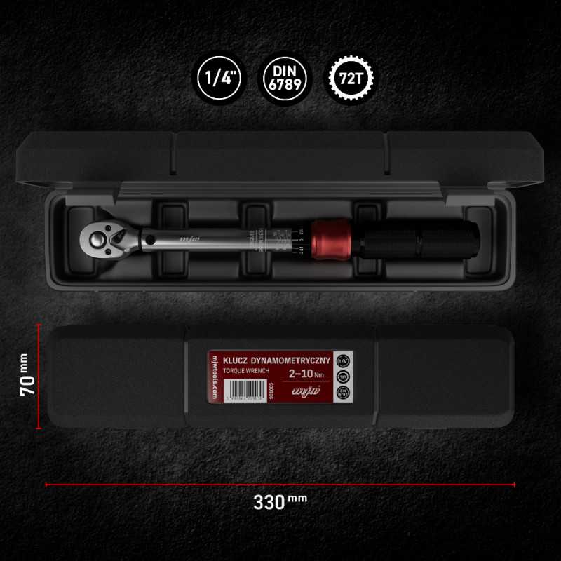 MJW 1/4'' Drehmomentschlüssel – 2–10 Nm, 72T | Piaskraft