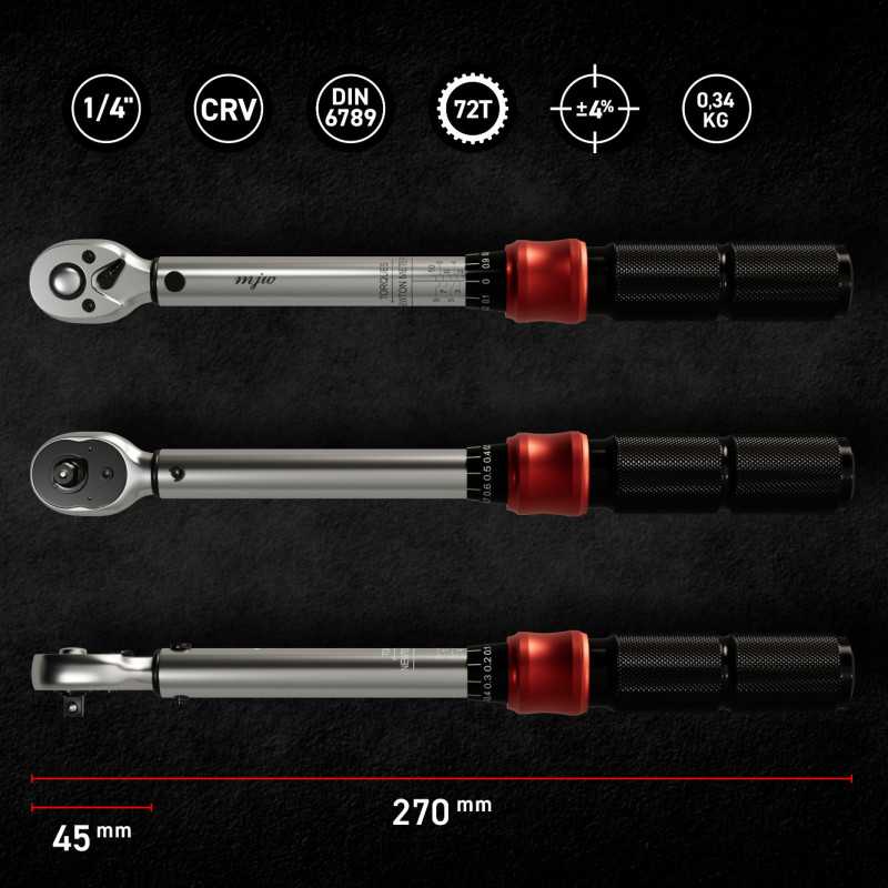 MJW 1/4'' Drehmomentschlüssel – 2–10 Nm, 72T | Piaskraft