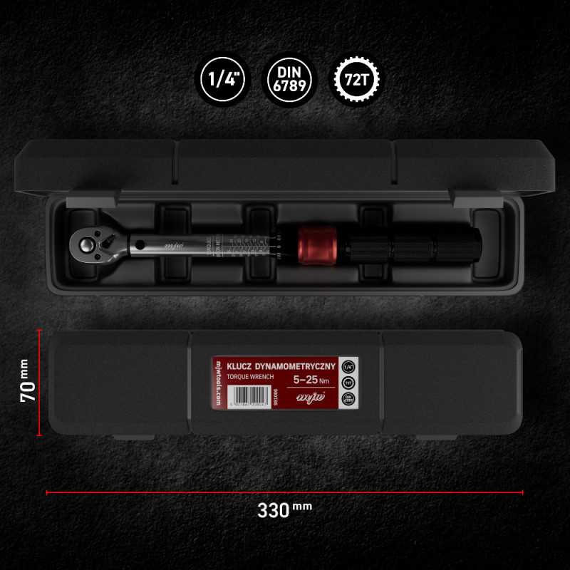 MJW 1/4'' Drehmomentschlüssel – 5–25 Nm, 72T | Piaskraft