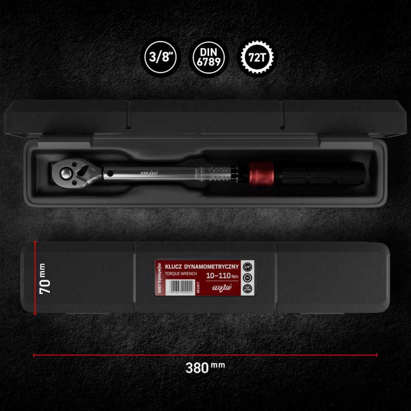 MJW 3/8'' Drehmomentschlüssel – 10–110 Nm, 72T | Piaskraft