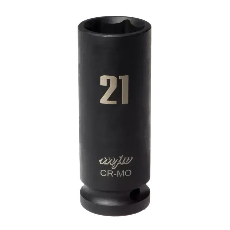 MJW Schlagaufsatz lang 1/2" 21 mm schwarz stark – 6-Kant Stecknuss für Schlagschrauber | Piaskraft