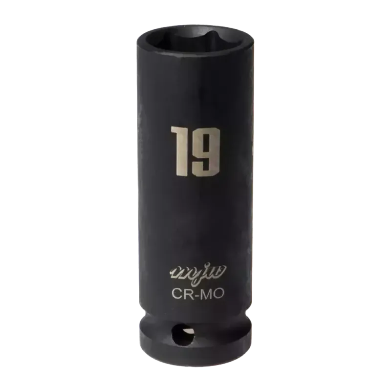 MJW 1/2" 6-Kant Schlagaufsatz lang 19 mm schwarz – Stecknuss für Schlagschrauber | Piaskraft