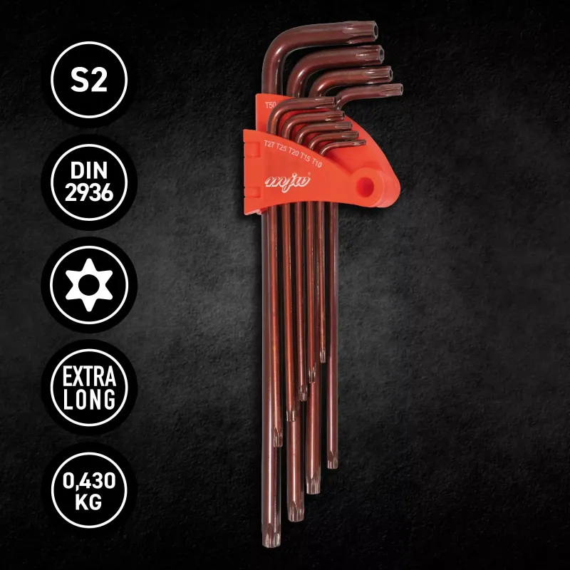 MJW TORX Inbus-Satz lang mit Bohrung 9-tlg | Piaskraft